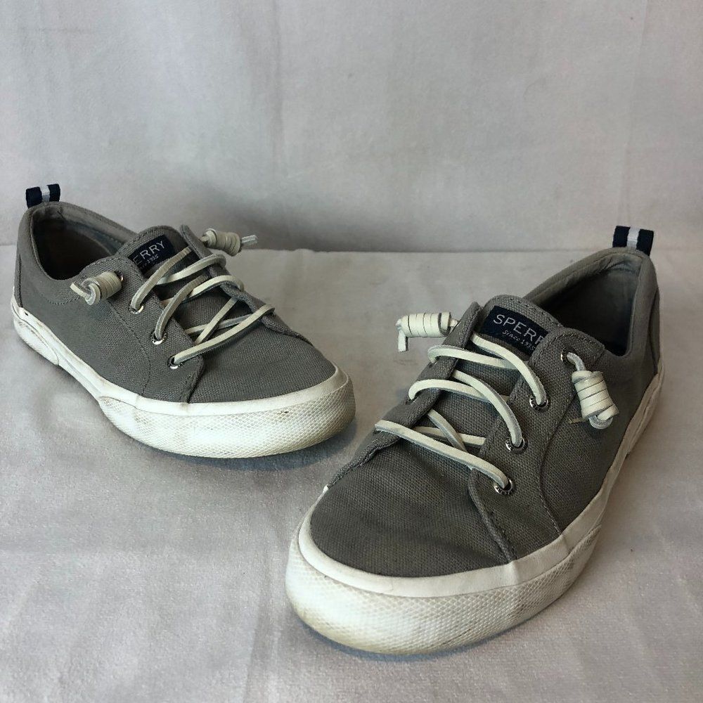 SPERRY TOPSIDER WOMEN SIZE 7.5 GRAY CANVAS DECK SHOES, Comfortable. SH
